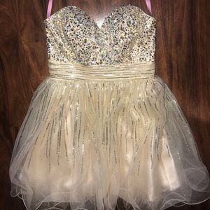 Tooled short homecoming dress